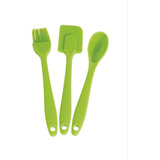 Kit 3 Peças De Silicone Cozinha Espatula Pincel E Colher