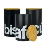 Kit 3 Peças Latas Para Mantimentos 1 1 Litros Pote Em Metal