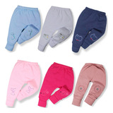Kit 3 Peças Mijão Calça Bebe Bordado Vira Pé Menina E Menino