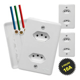 Kit 3 Peças Tomada Dupla 10a Ilumi Monobloco Stylus Cor Branco