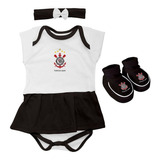 Kit 3 Peças Torcida Baby Body Menina Corinthians 033b