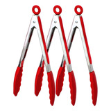 Kit 3 Pegadores Silicone Trava Cabo Inox Cozinha Pinça