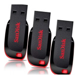 Kit 3 Pen Drive 32gb Lacrados Cruzer Sandisk Blade Usb2 0