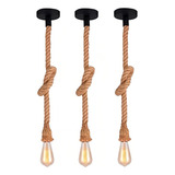Kit 3 Pendente Corda 1 5m Retro Vintage Design Rustico E27 Cor Marrom