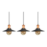 Kit 3 Pendente Nordic Perfeito P Área Externa Churrasqueira Cor Preto Com Cobre Voltagem 110v 220v