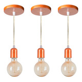 Kit 3 Pendentes Fio Cabo Vintage Retro Industrial E27 Cor Cobre 110v 220v