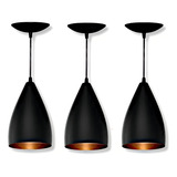 Kit 3 Pendentes Vegas Festa Ótima Pintura Entregas Rápida Cor Preto 110v 220v