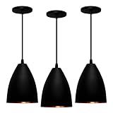 Kit 3 Pendentes Vegas Preto Textura Bronze