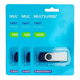 Kit 3 Pendrive Multilaser Twist 16gb 2 0 Atacado Original