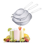 Kit 3 Peneiras Coador De Suco P M G Aço Inox Cozinha