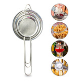 Kit 3 Peneiras Coar Polvilhar Aço Inox Cozinha Medidas P M G