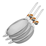Kit 3 Peneiras Em Inox Para Farinhas 17 5 Cm Ref 0295
