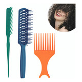 Kit 3 Pente Para Fitagem Cabelo Ondulado Cacheado E Crespo
