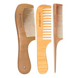 Kit 3 Pentes De Madeira Antifrizz Linha Profissional Pro