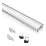 Kit 3 Perfil De Led Aluminio 2m Embutir Gesso Presilhas