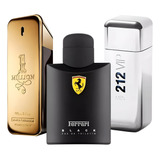 Kit 3 Perfumes Importados Para Homem Ferrari Black 212 Vip Man 1 Million 100ml