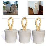 Kit 3 Pesos De Porta Artesanal Em Concreto Calço De Porta Redondo 1 3 Kg Cinza Com Alça Em Sisal E Base Protetora Perfeito Para Decoração 