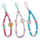 Kit 3 Phone Strap Miçanga Para Celular Cordinha Alça Enfeite