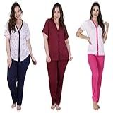Kit 3 Pijama Calça E Blusa Manga Curta De Botão Amamentação Cirurgia Idoso Pós Parto M 42 44 
