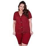 Kit 3 Pijama De Calor Manga Curta Aberto Com Botão E Bermuda Idoso Pós Cirurgia Amamentação GG 48 