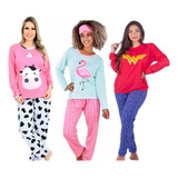 Kit 3 Pijama Longo