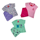 Kit 3 Pijamas Bebê Feminino Manga Curta Verão Super Promoção