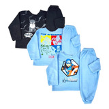 Kit 3 Pijamas Conjunto Soft Grosso Inverno Meninos Moletom