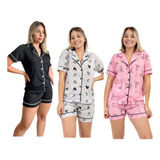 Kit 3 Pijamas Conjuntos