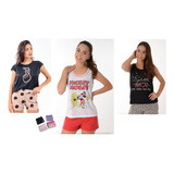 Kit 3 Pijamas Curtos