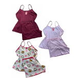 Kit 3 Pijamas Feminino Baby Doll Short Dormir Atacado