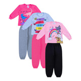 Kit 3 Pijamas Infantil Moletinho Inverno Manga Longa Criança