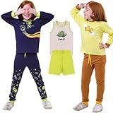 Kit 3 Pijamas Infantis 2 Inverno 1 Verão Menino Ou Menina 100 Algodão 1 Ao 10 Anos Macaco Piloto Astronauta Neon Dino Roar 1