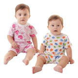 Kit 3 Pijamas Meia Manga 100 Algodão Bebê Menino E Menina