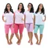 Kit 3 Pijamas Pescador Manga Japonesa Calça Capri Bermudão