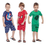 Kit 3 Pijamas Qualidade Infantil De Verão Curto Personagens