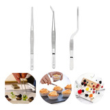Kit 3 Pinças Culinária Empratamento Aço Inox 16cm Hercules Cor Prateado