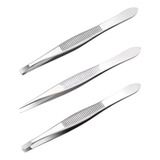 Kit 3 Pinças Depilatória Profissional Sobrancelhas Aço Inox