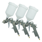 Kit 3 Pistolas Pintura Gravidade Profissional 600ml Bico 1 5