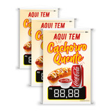 Kit 3 Placa Banner Cachorro Quente Hot Dog 60x40cm Decoração