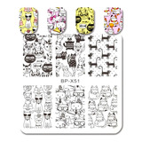 Kit 3 Placas Carimbo Unha Born Pretty Gato Cat Nail Art