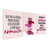 Kit 3 Placas Manicure Esmalteria Salão De Beleza Lindo M05