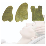 Kit 3 Placas Massageadoras Gua Sha Pedra Natural Jade