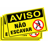 Kit 3 Placas Sinalização Cuidado Aviso Não Escavar Terreno