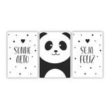 Kit 3 Placas Urso Panda Decoração Quarto Infantil bebê