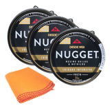 Kit 3 Polidor Couro Nugget Graxa Preta Sapato 1 Flanela