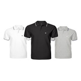 Kit 3 Polos Plus Size G7 G8 G9 Tamanho Detalhe Gola E Manga