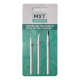 Kit 3 Ponta Fina Para Ferro De Solda Cônica Curva Fenda Mxt