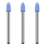 Kit 3 Ponta Montada 4mm Azul Bala Haste 3mm Micro Retífica
