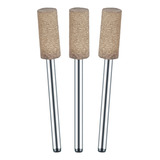 Kit 3 Ponta Montada 6mm Couro Haste 3mm Para Micro Retíficas