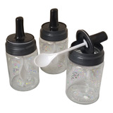 Kit 3 Porta Condimento Tempero Vidro Mini Pequenos Tampa Kt9